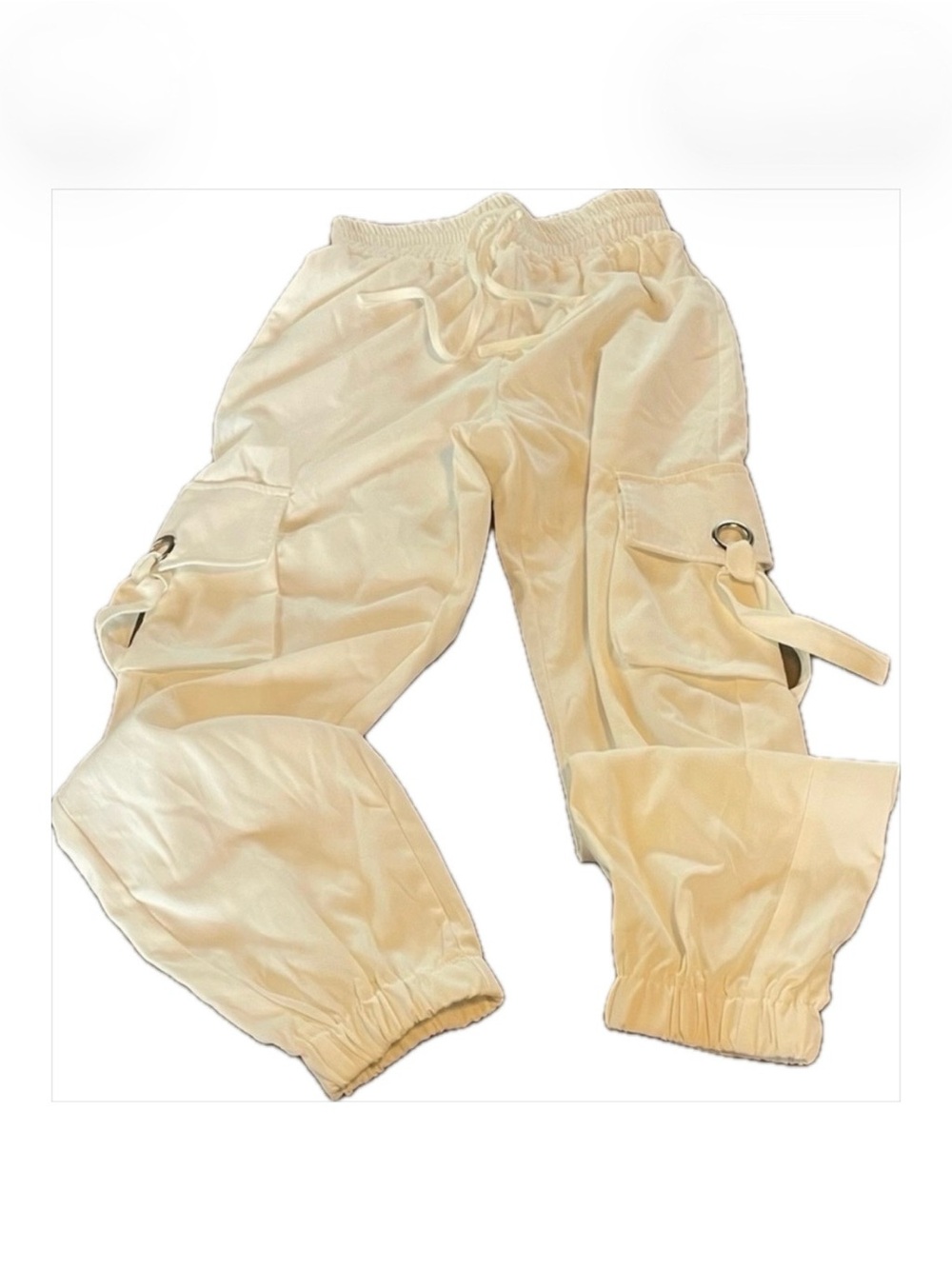 White Cargo Jogger Pants with Utility Rings